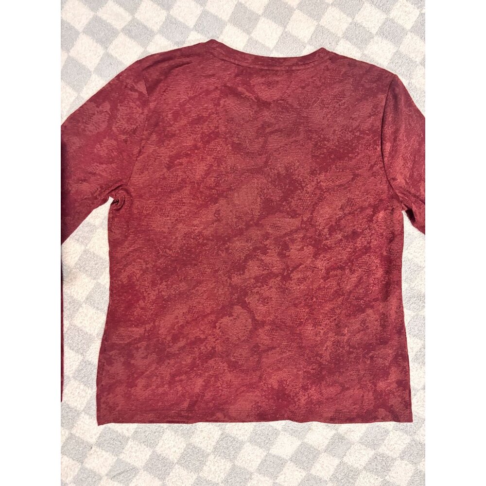 Simply Vera Vera Wang Maroon Print Crewneck Long Sleeve Top Size L Lightweight